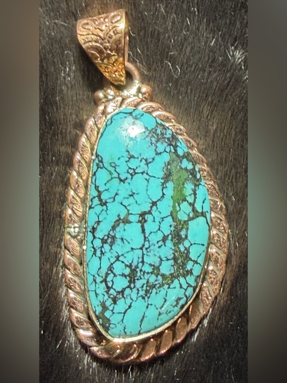 New Copper Turquoise Pendant Necklace | Large Statement Stone | Southwest Style